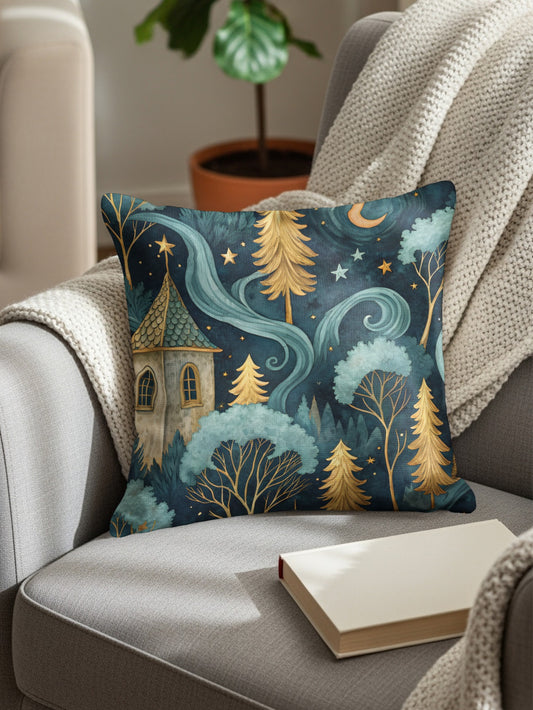 Enchanted Forest Scenic Cushion Cover for Cozy Decor