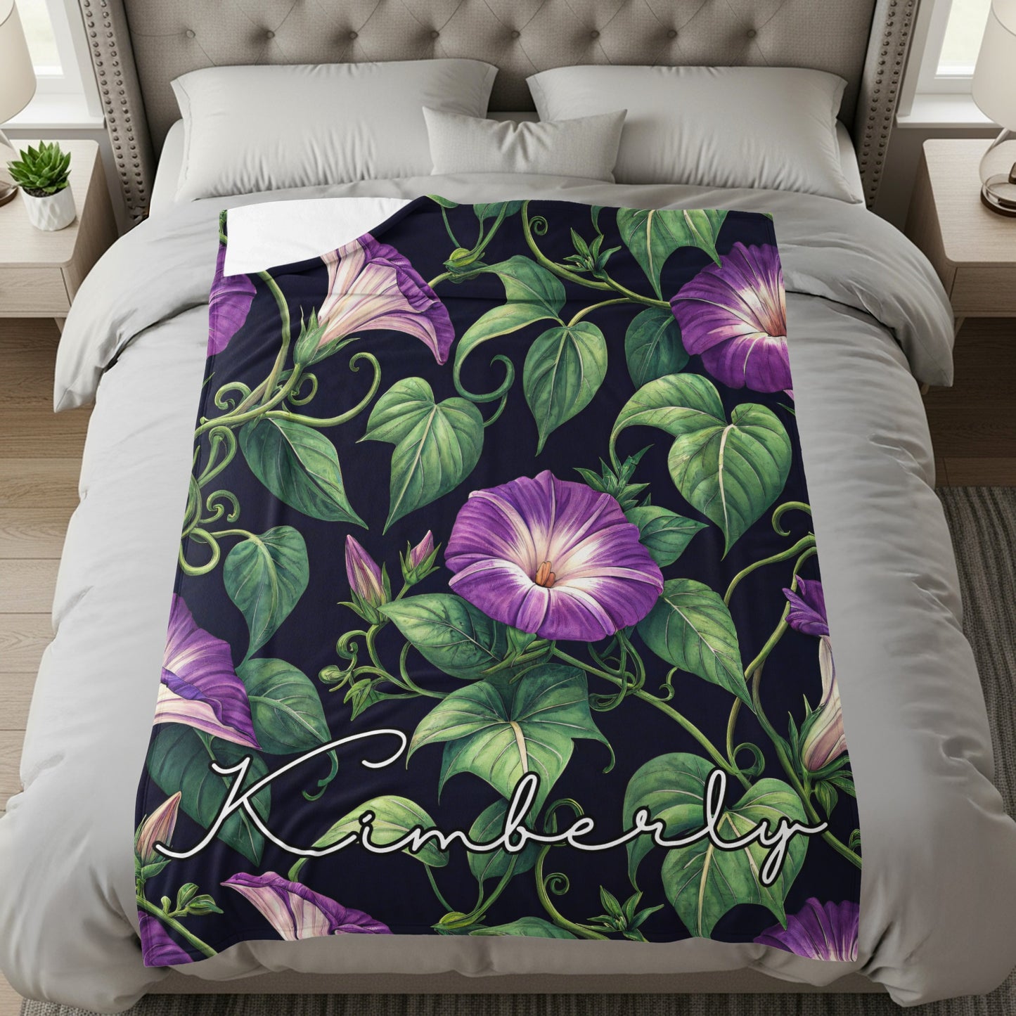 Personalized Floral Design Bedding with Name Kimberly