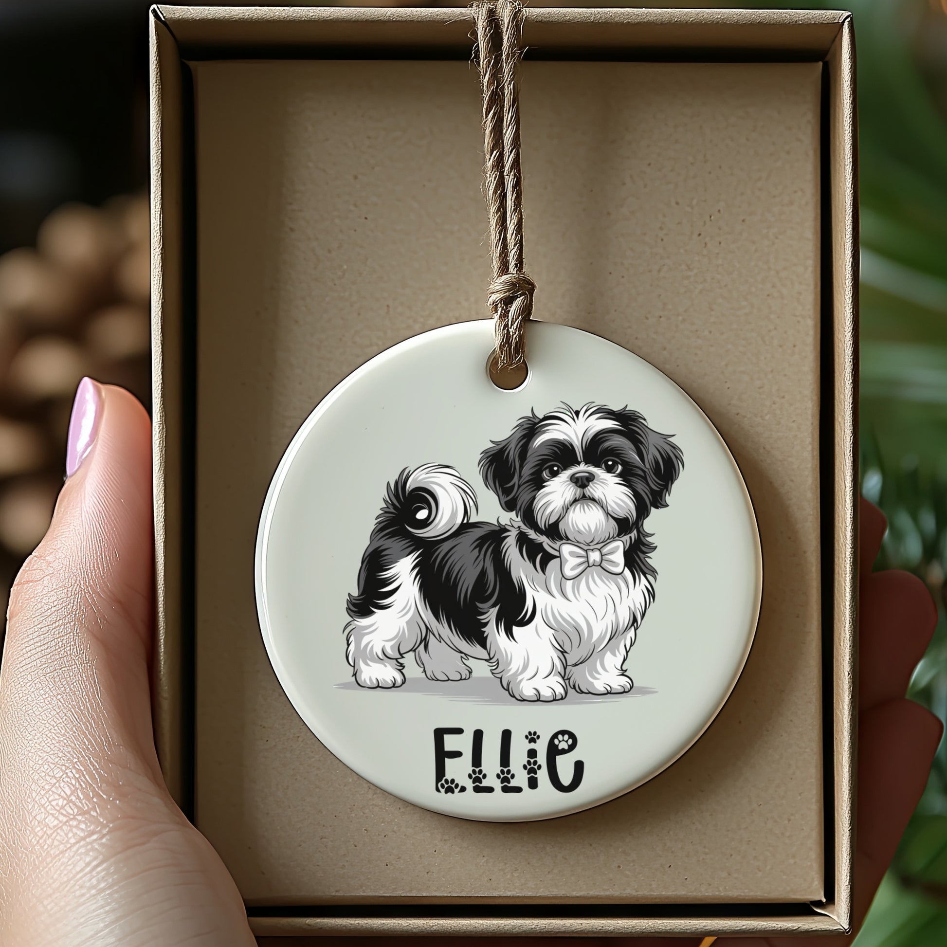 Personalized Dog Name Ornament Custom Photo gift product
