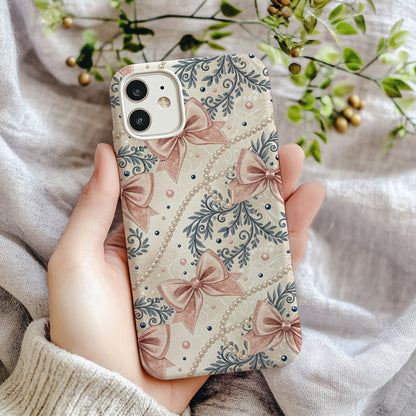 Elegant Bow and Pearl Design Protective Phone Case