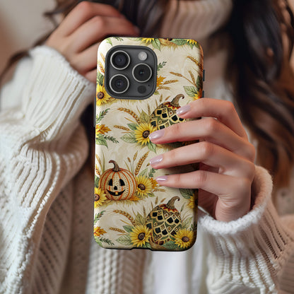 Autumn Pumpkin and Sunflower Design Phone Case
