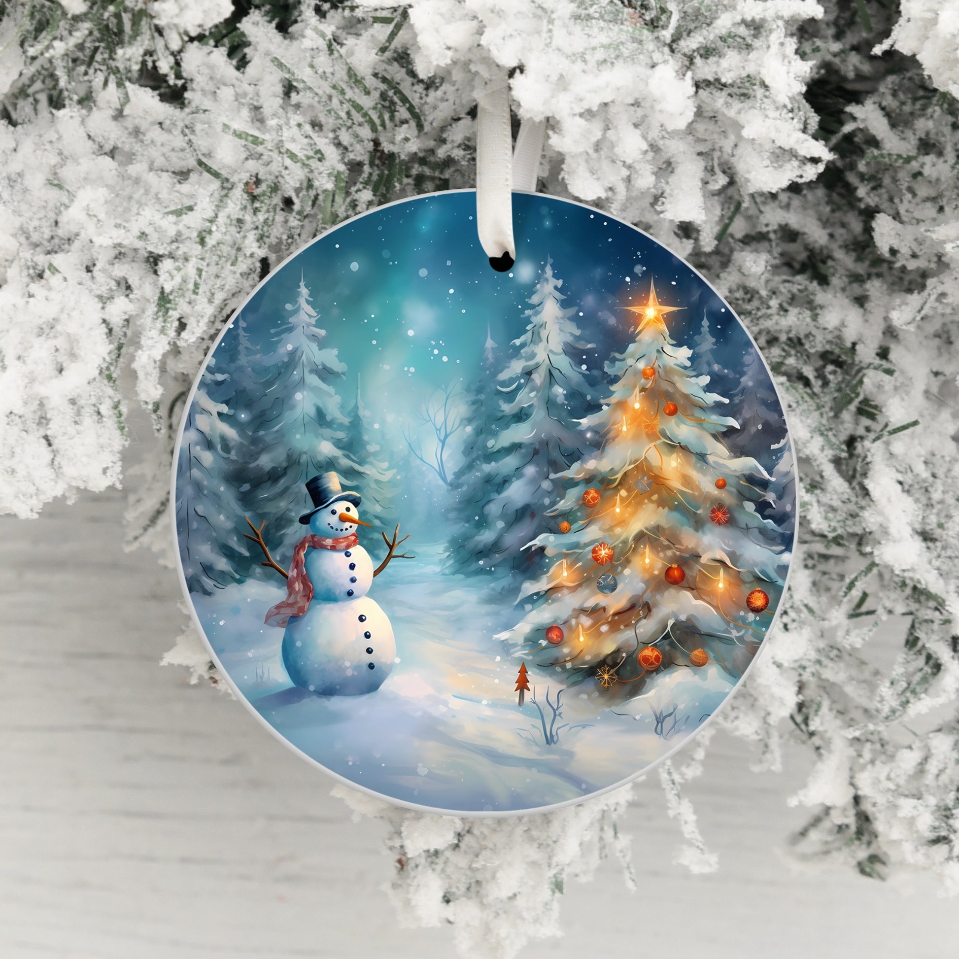 Festive Snowman and Tree Holiday Decor product type