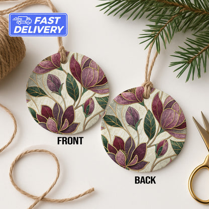 Floral Leaf Pattern Round Hanging Ornament Decor