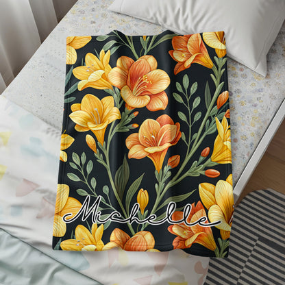 Floral Design with Custom Name on Dark Background - Walk Greener