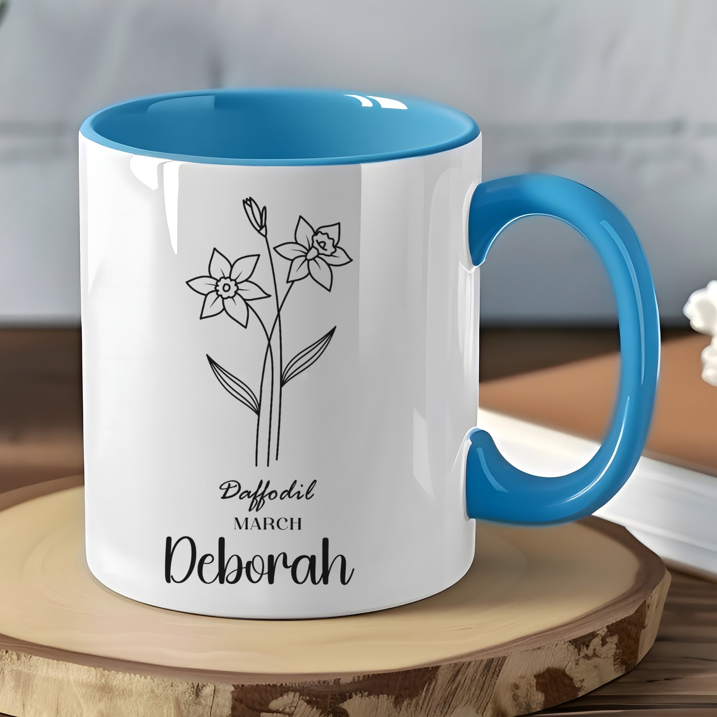 Personalized Daffodil March Deborah Ceramic Mug