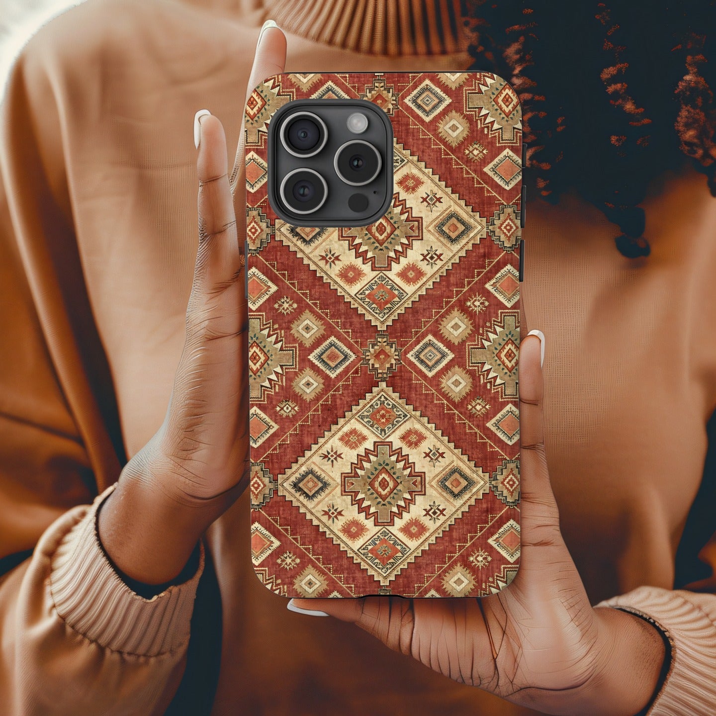 Vintage Style Tribal Pattern Red Phone Case