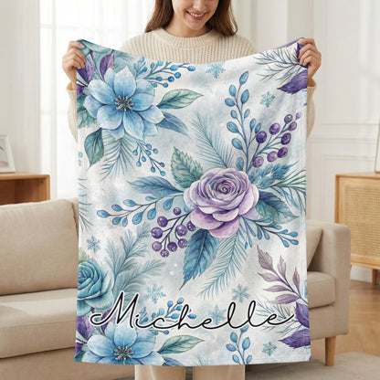 Personalized Floral Custom Name Blanket for Cozy Living