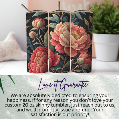 Custom 20 oz Skinny Tumbler with Floral Design
