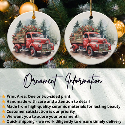 Vintage Red Truck Christmas Ornament product