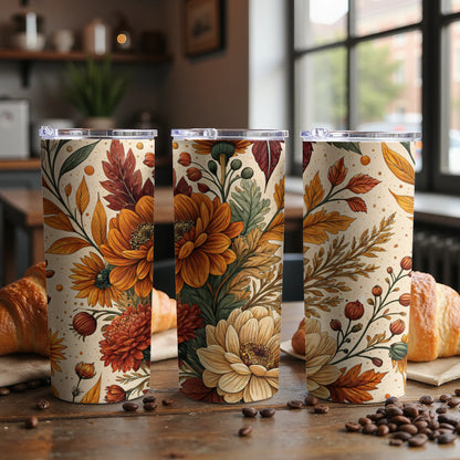 Autumn Floral Design Insulated Tumbler for Hot or Cold Drinks