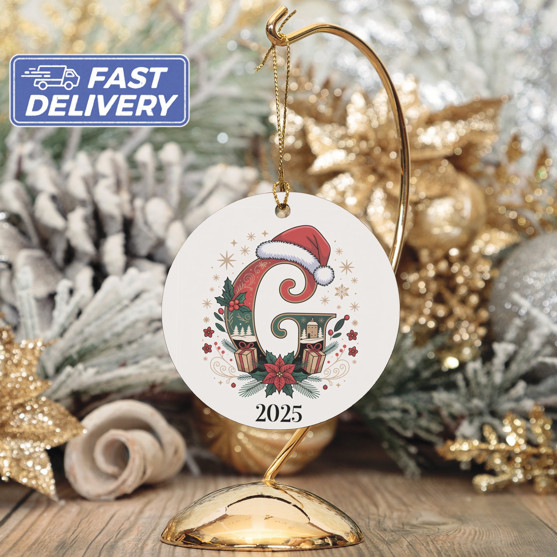 Personalized Santa Hat Christmas Ornament 2025 product