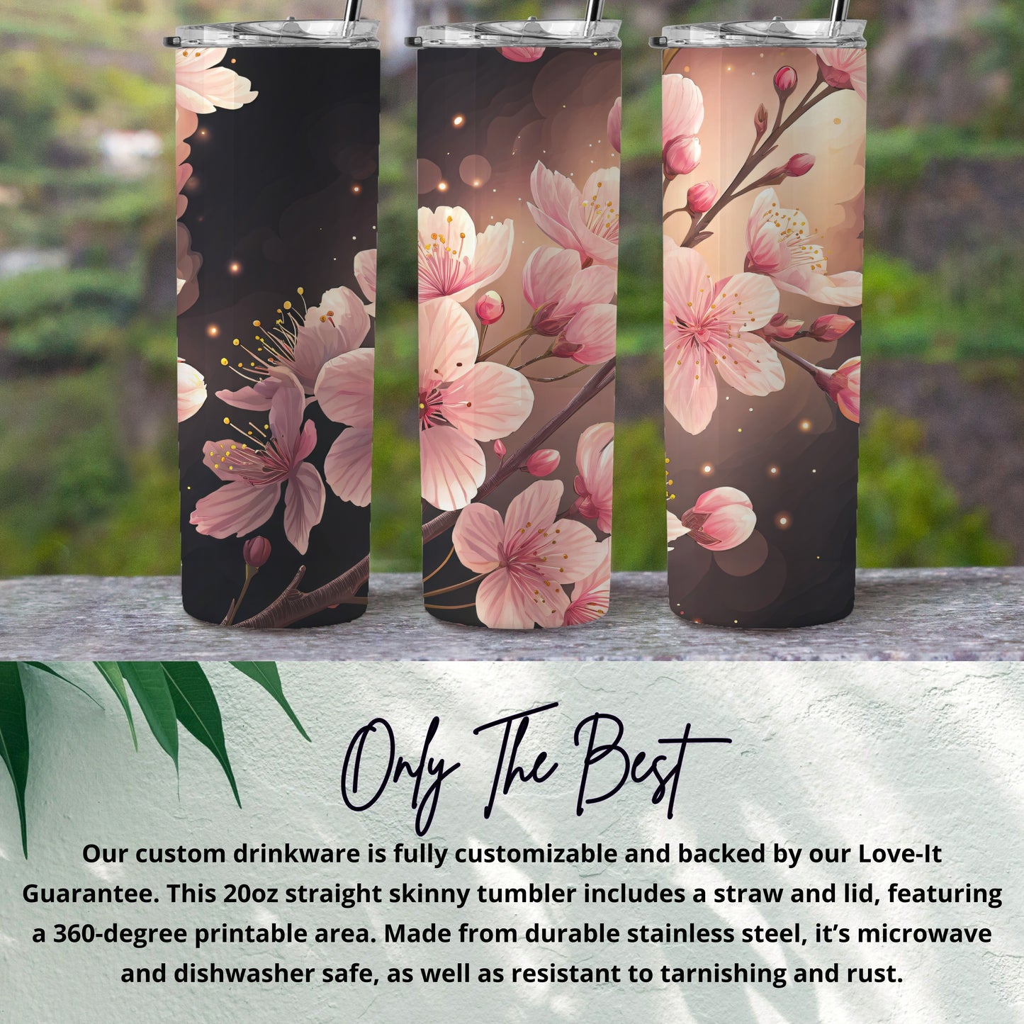 Beautiful Pink Blossoms Skinny Tumbler for Everyday Use