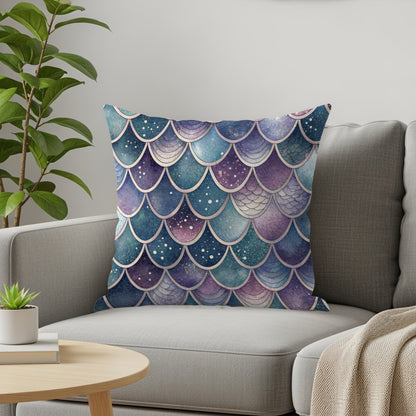 Blue Purple Scaled Pattern Decorative Throw Pillow
