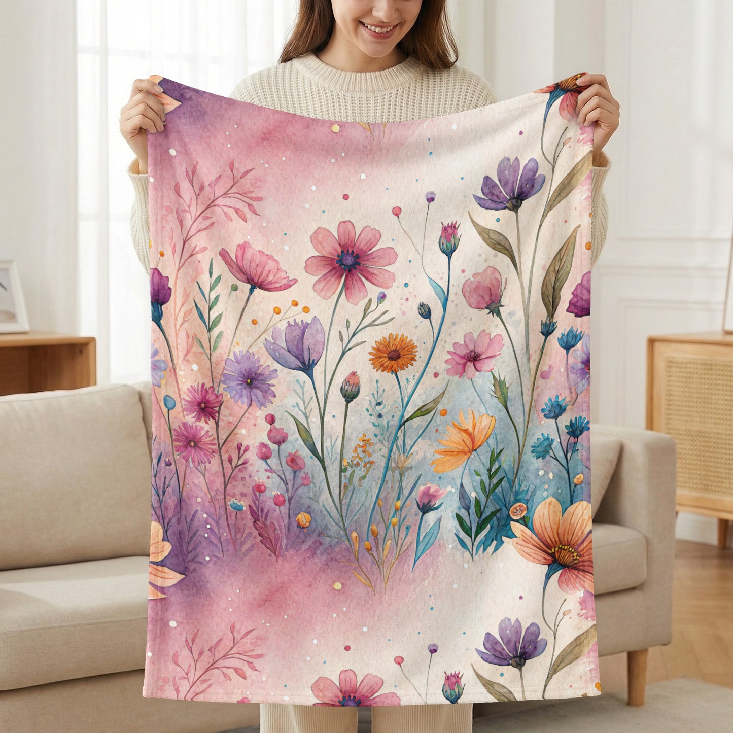Watercolor Floral Garden Scene Artistic Design - Walk Greener