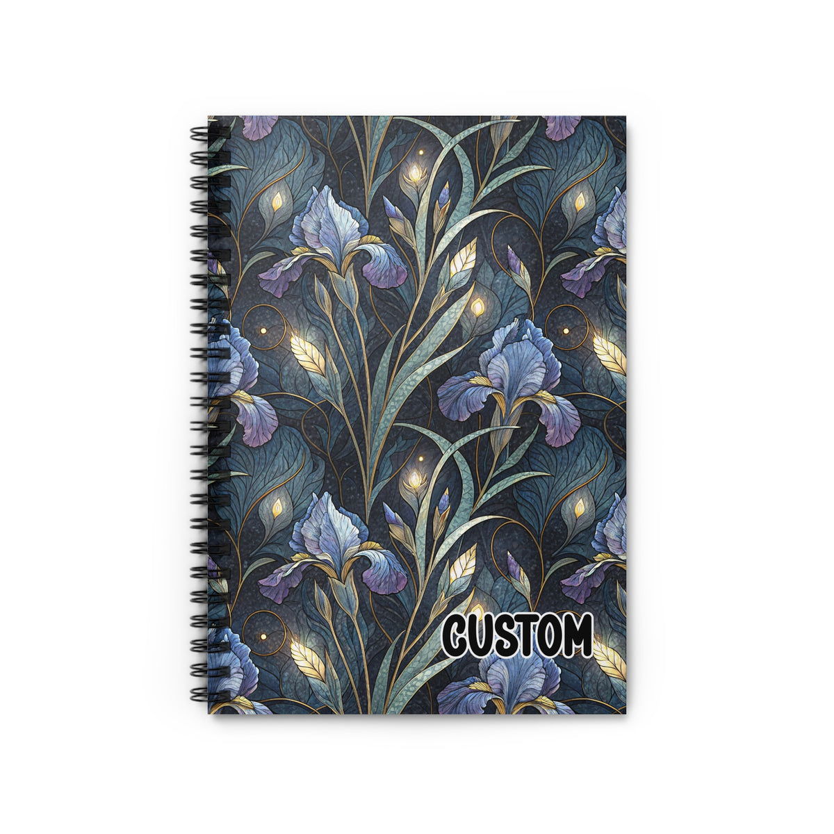 Elegant Customizable Floral Notebook with Irises Design