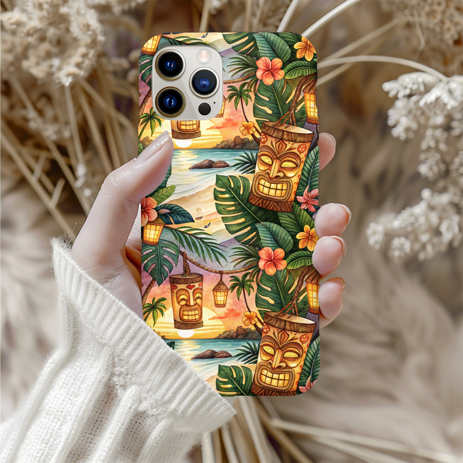 Colorful Tropical Tiki Hawaiian Beach Phone Case