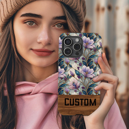 Custom Floral Pattern Phone Case with Name Option