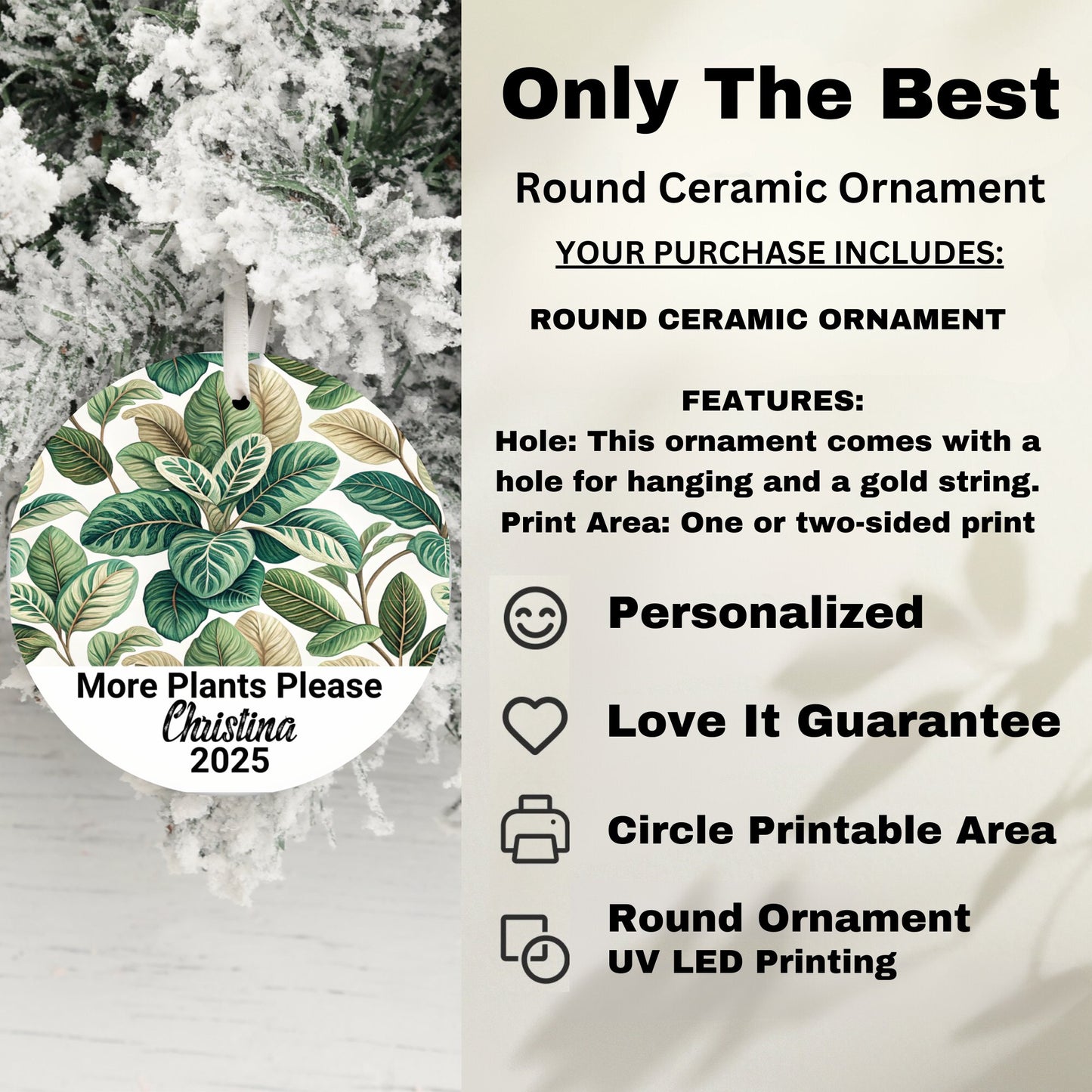 Personalized More Plants Please Round Ornament product type
