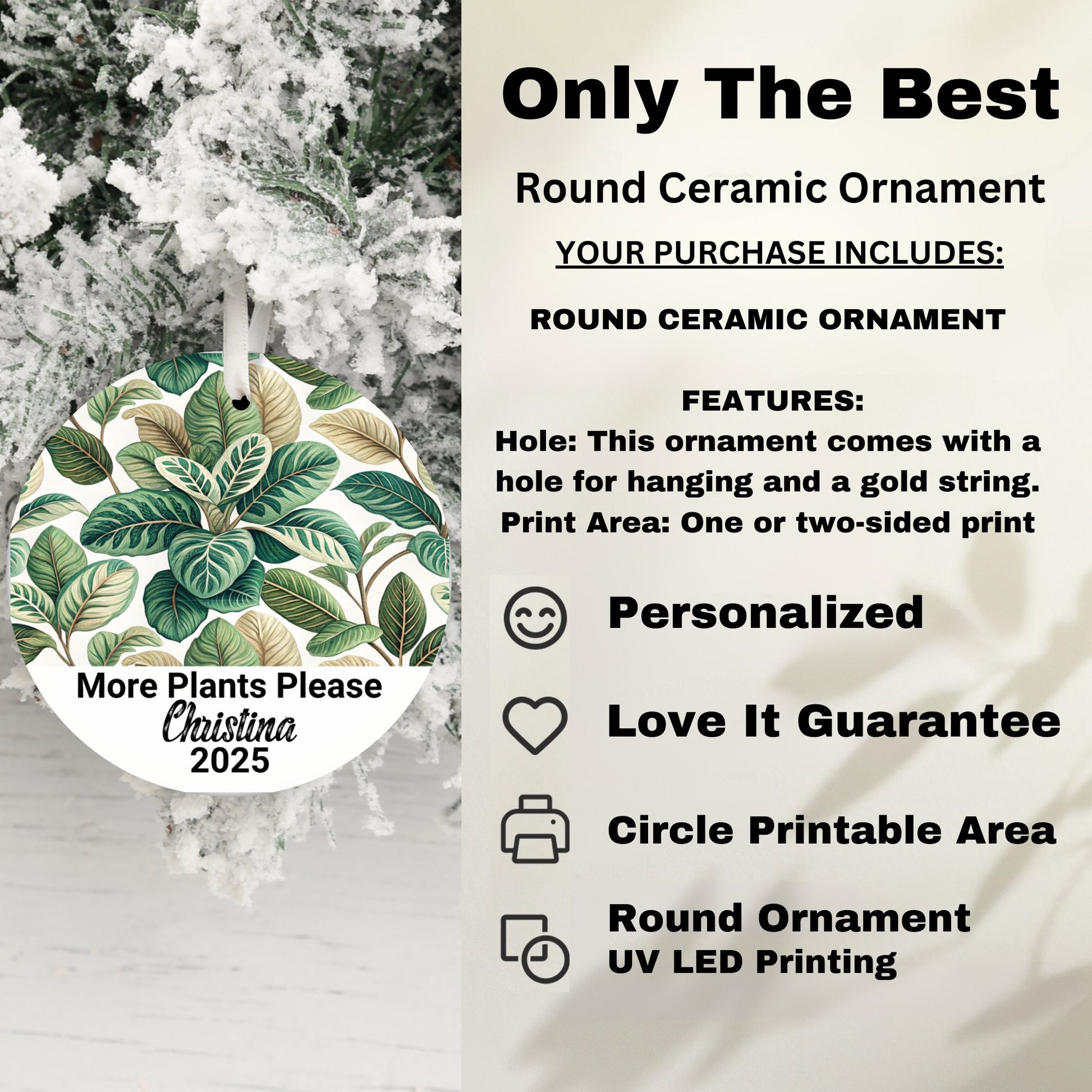 Personalized More Plants Please Round Ornament product type
