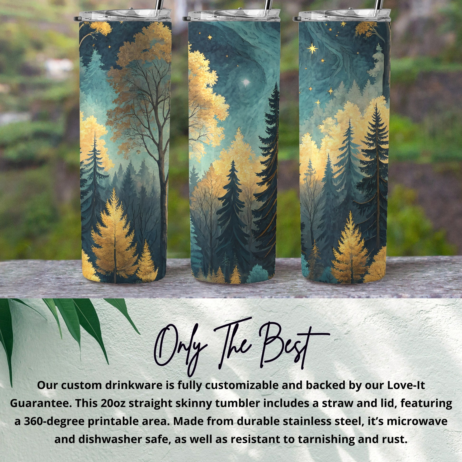 Customizable Forest Night Scene 20oz Skinny Tumbler
