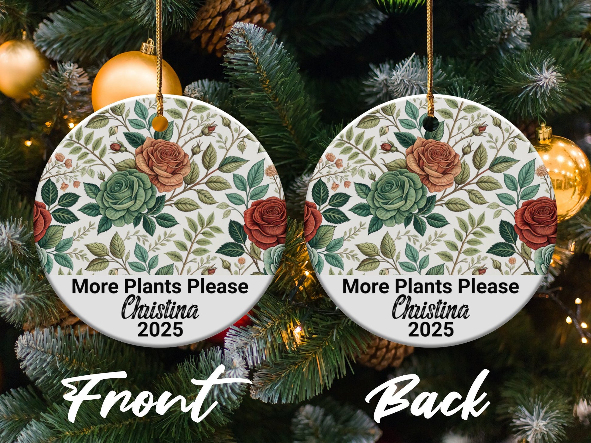Floral More Plants Please Personalized Ornament product