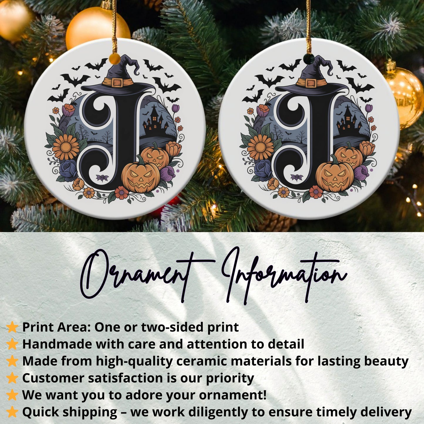 Personalized Halloween Initials Ornament product