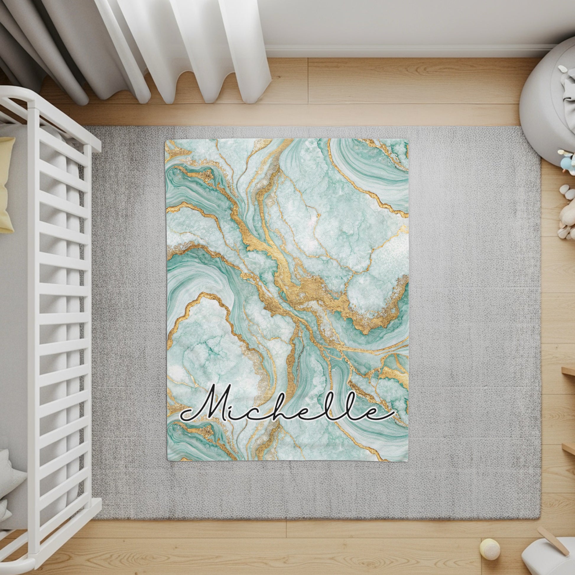 Personalized Marble Design with Custom Name Rug