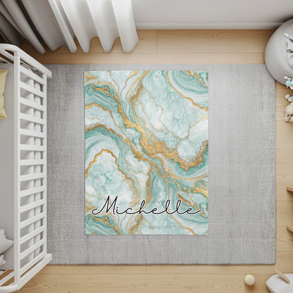 Personalized Marble Design with Custom Name Rug