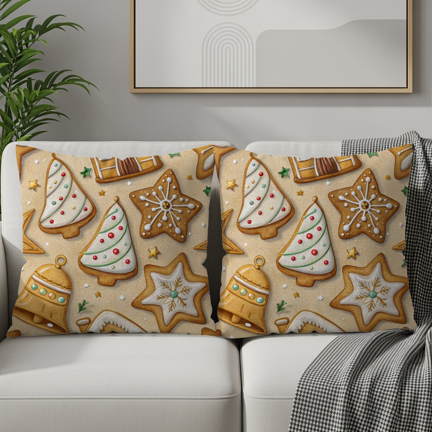 Festive Christmas Cookies Throw Pillow Set for Holiday Decor