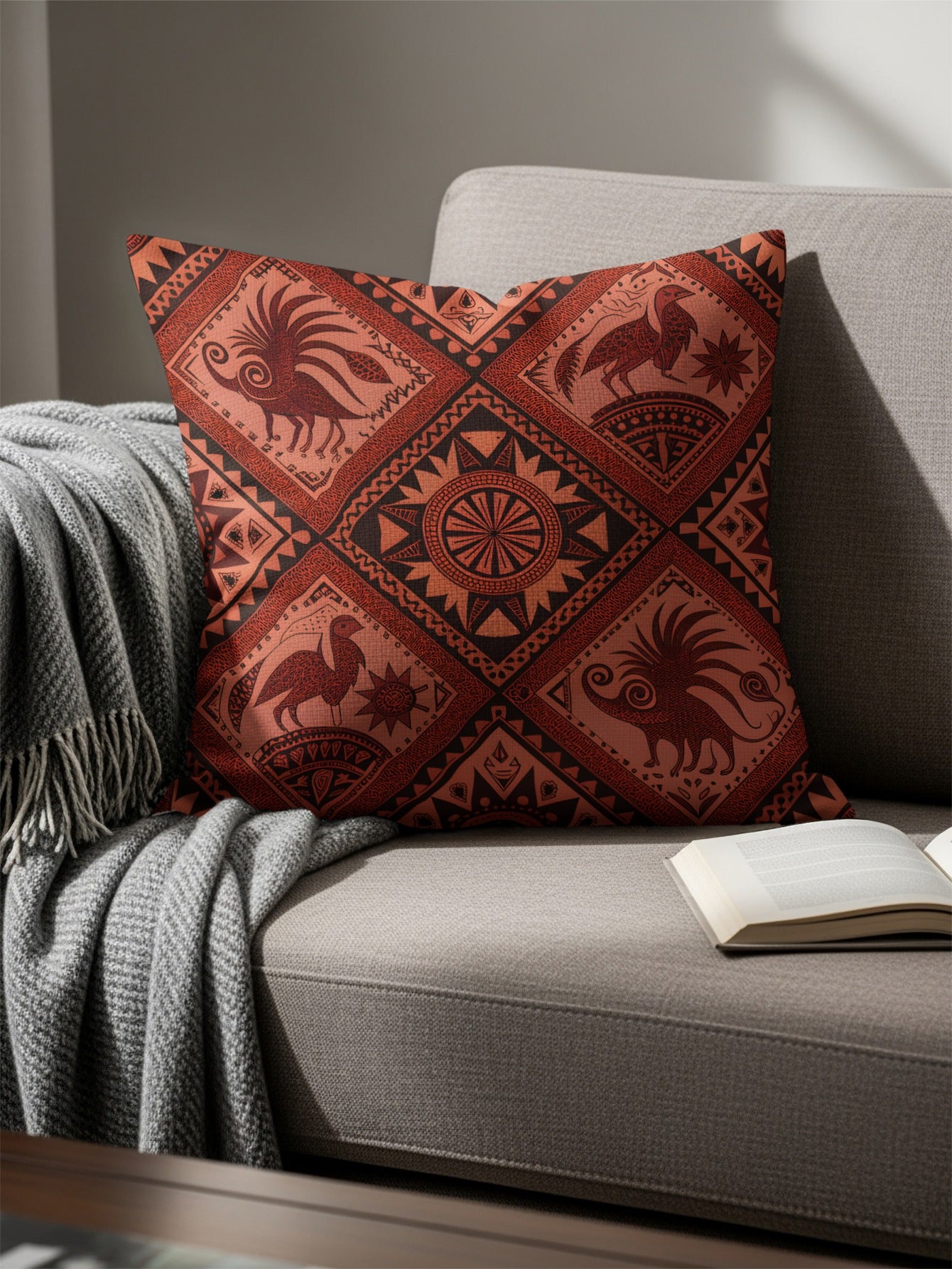 Decorative Throw Pillow with Ethnic Pattern for Home Decor