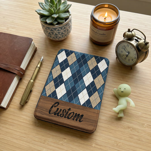 Blue Argyle Pattern Custom Notebook
