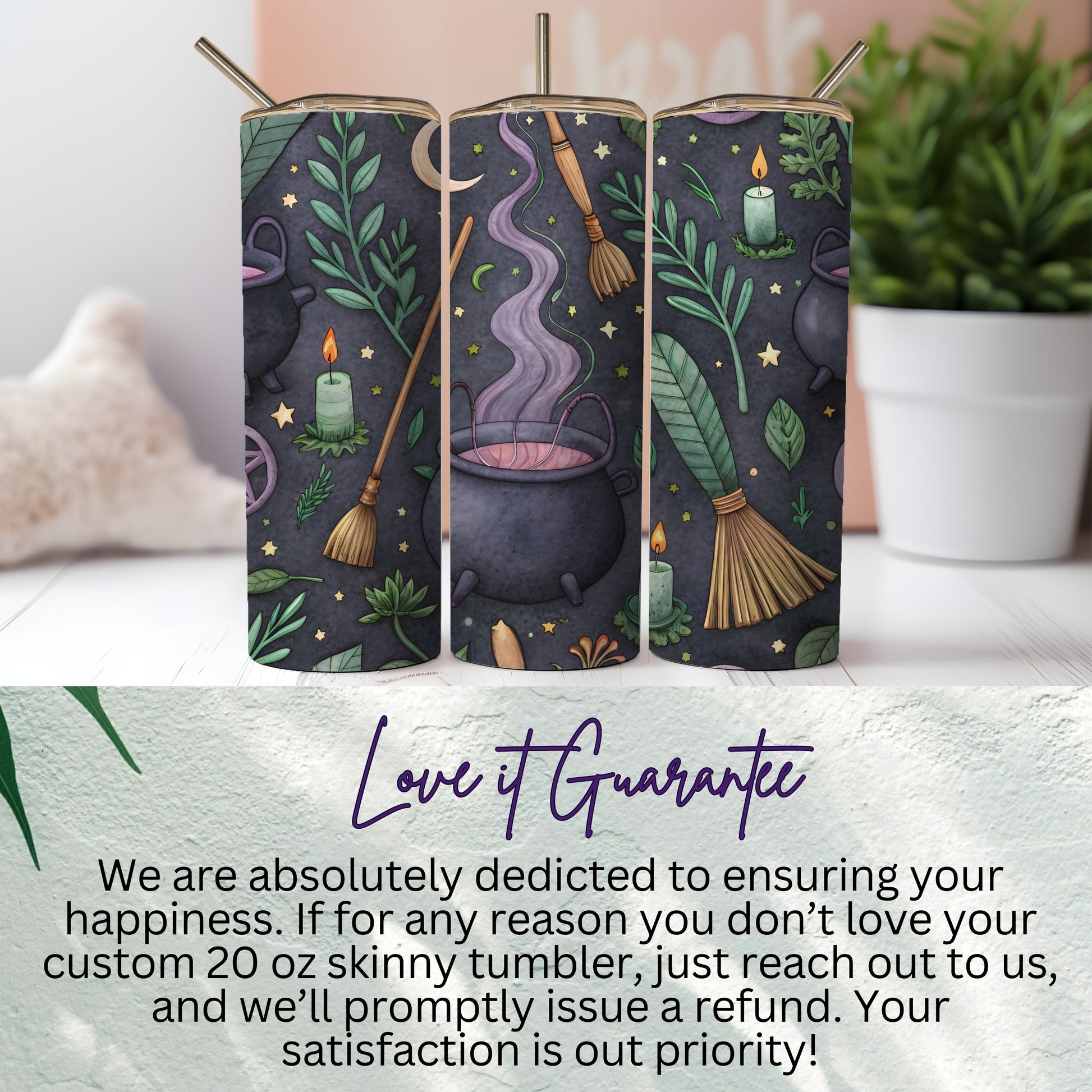 Witchy Themed Custom 20 oz Skinny Tumbler Product