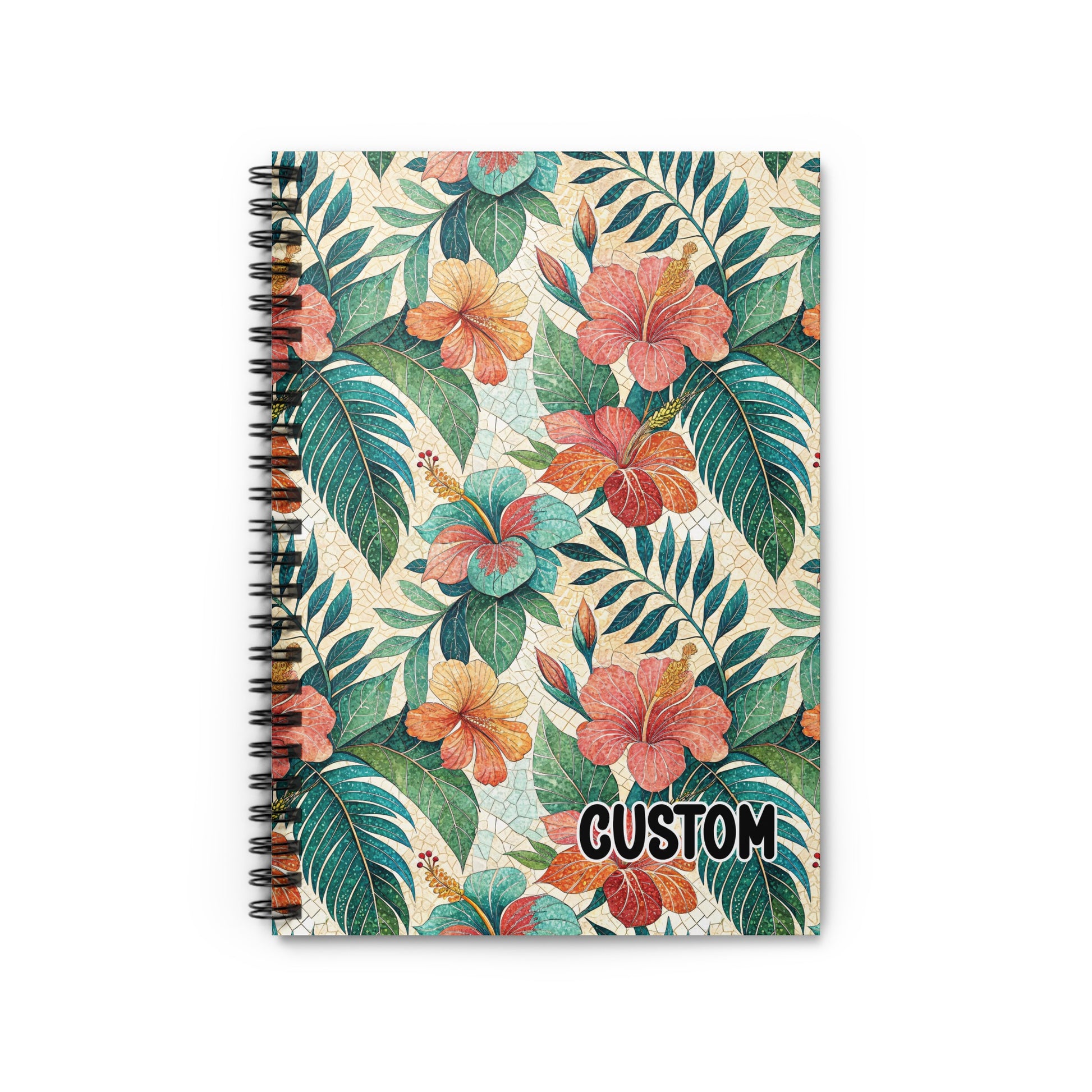 Tropical Floral Print Custom Notebook with Spiral Binding