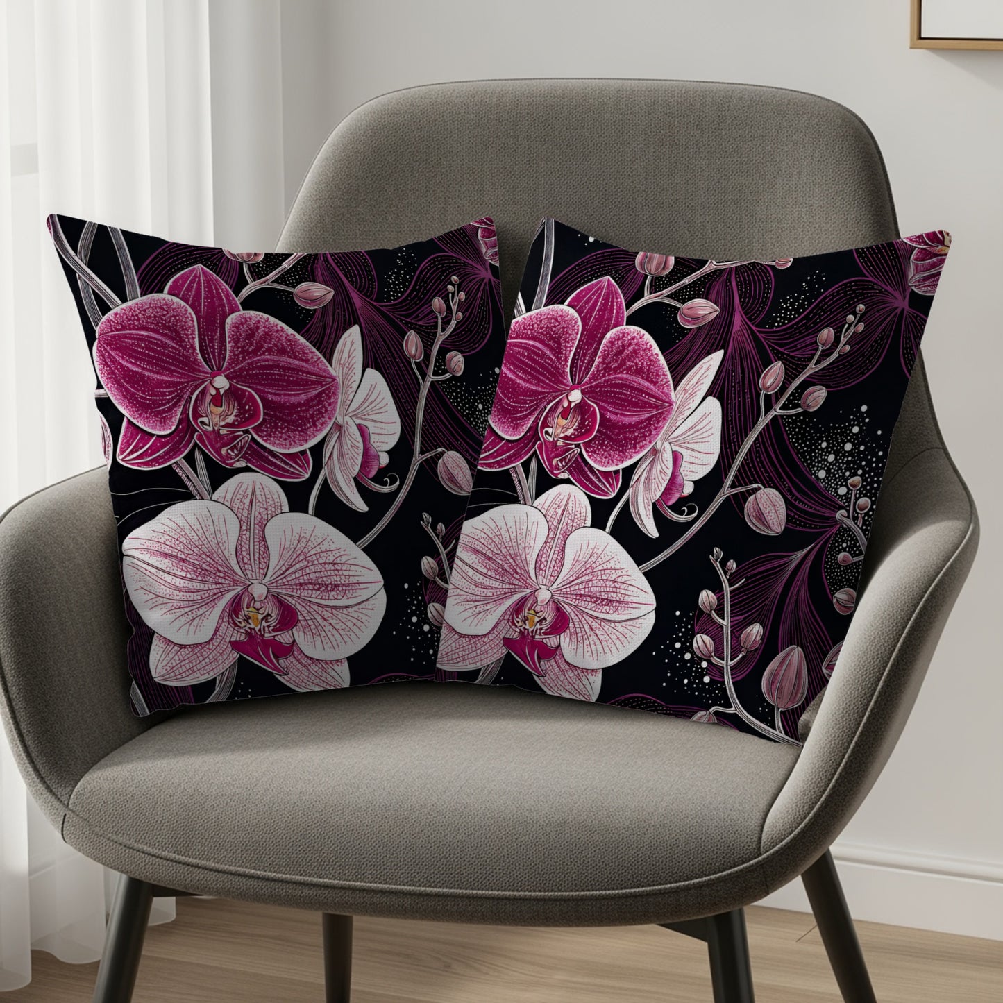 Elegant Orchid Floral Design Decorative Pillow Cover