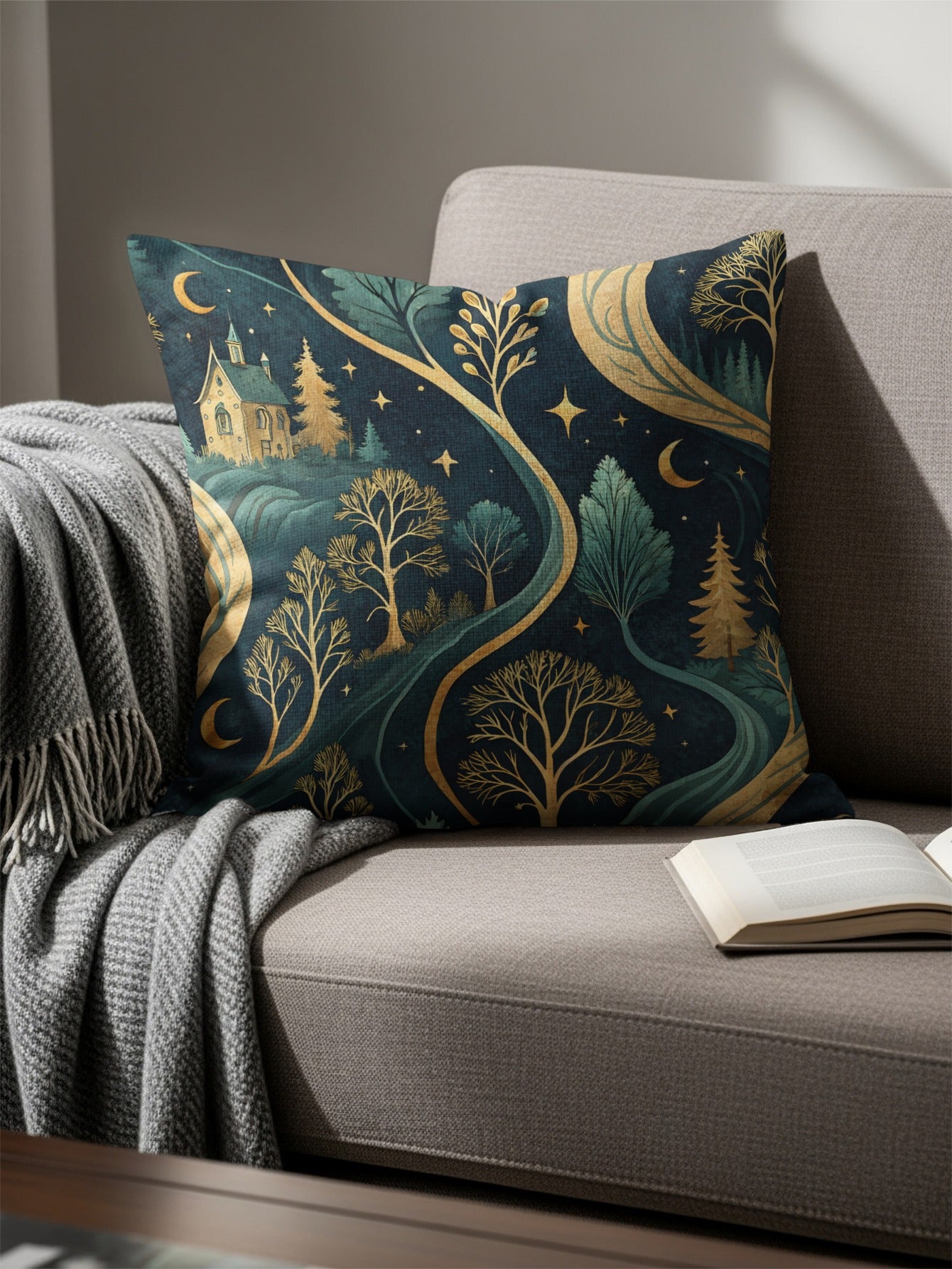 Enchanted Forest Themed Decorative Pillow for Home Decor