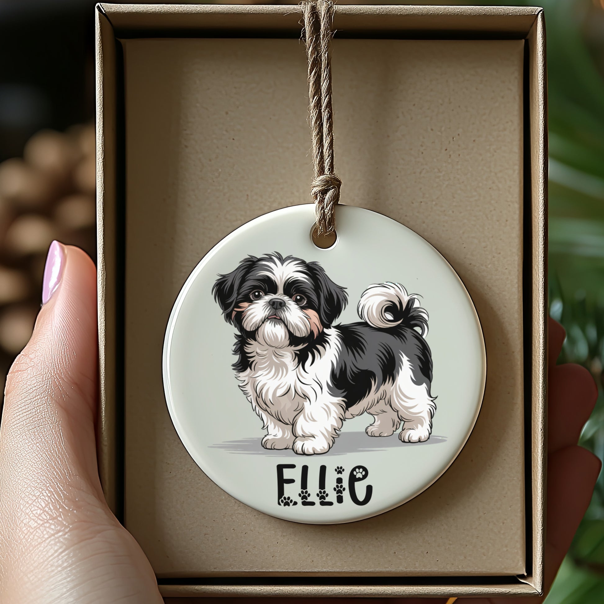 Personalized Dog Ornament with Cute Shih Tzu product type