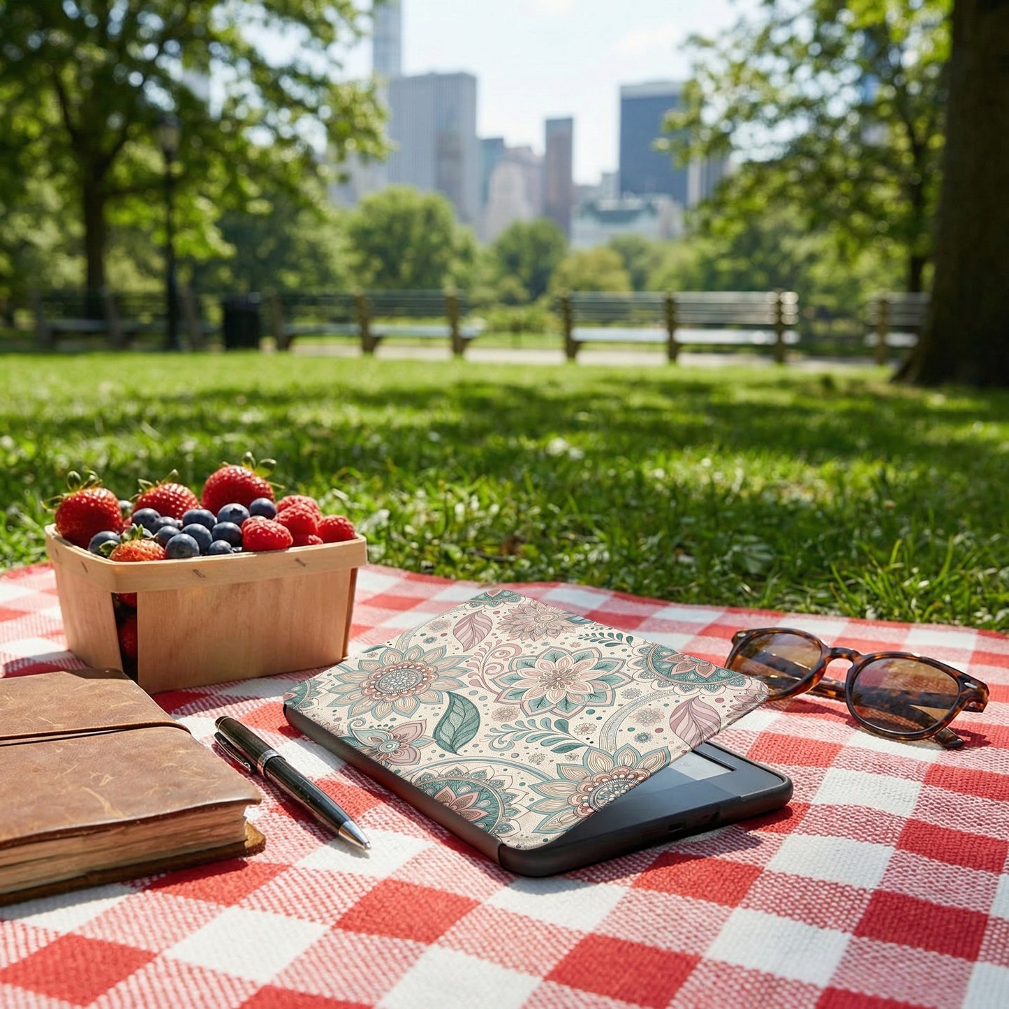 Floral Patterned Device Sleeve for Picnics and Outdoors