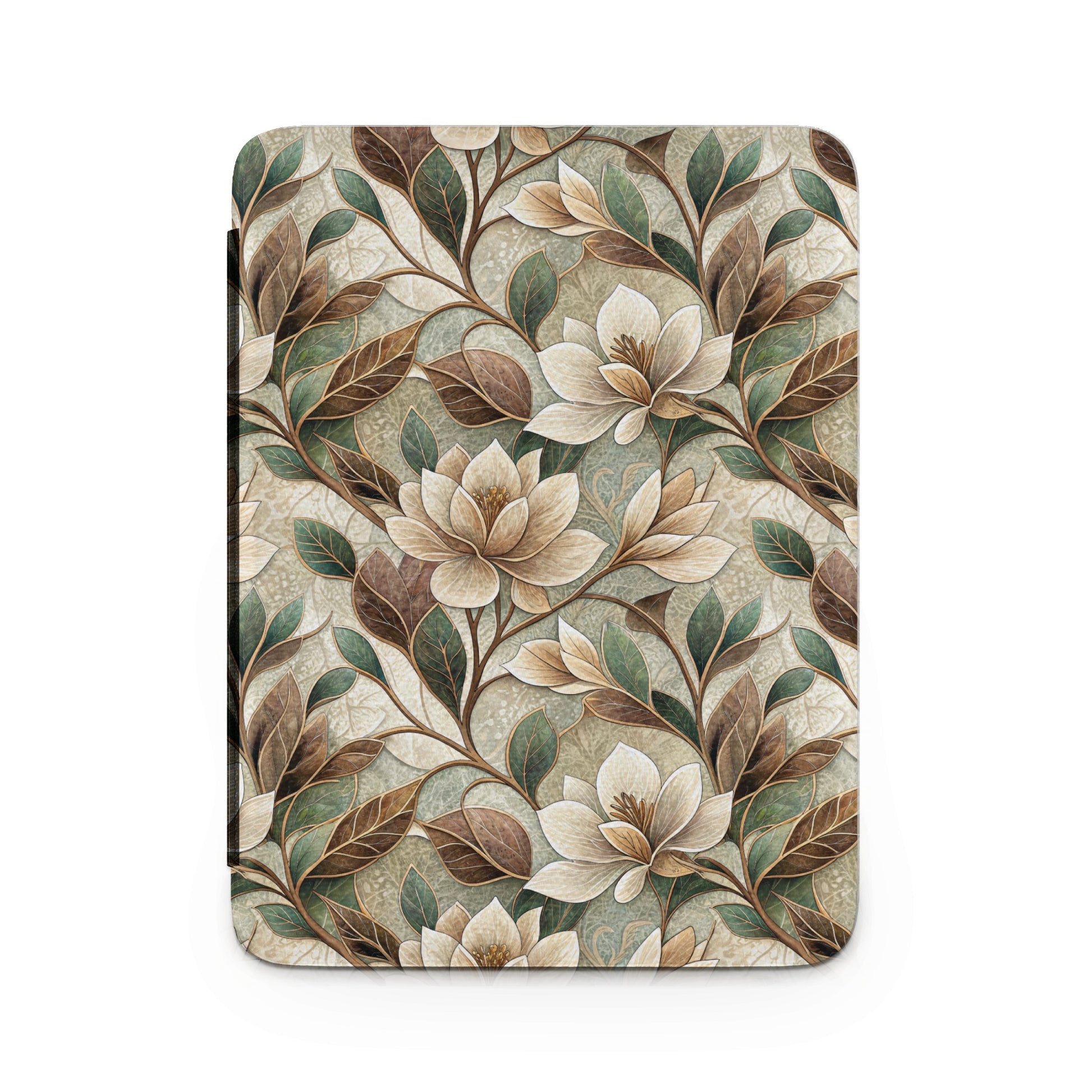Elegant Floral Pattern with Leaves Kindle Case Cover