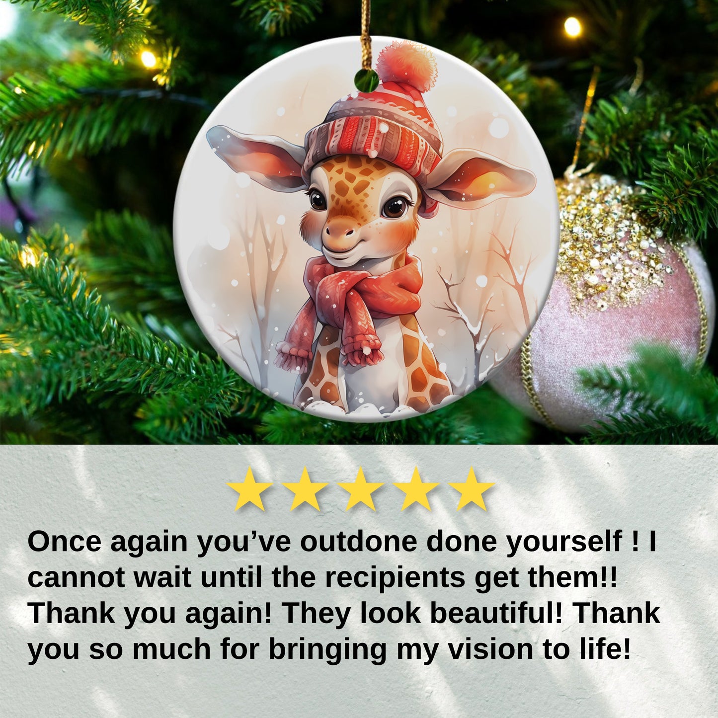 Adorable Holiday Baby Giraffe Ornament product