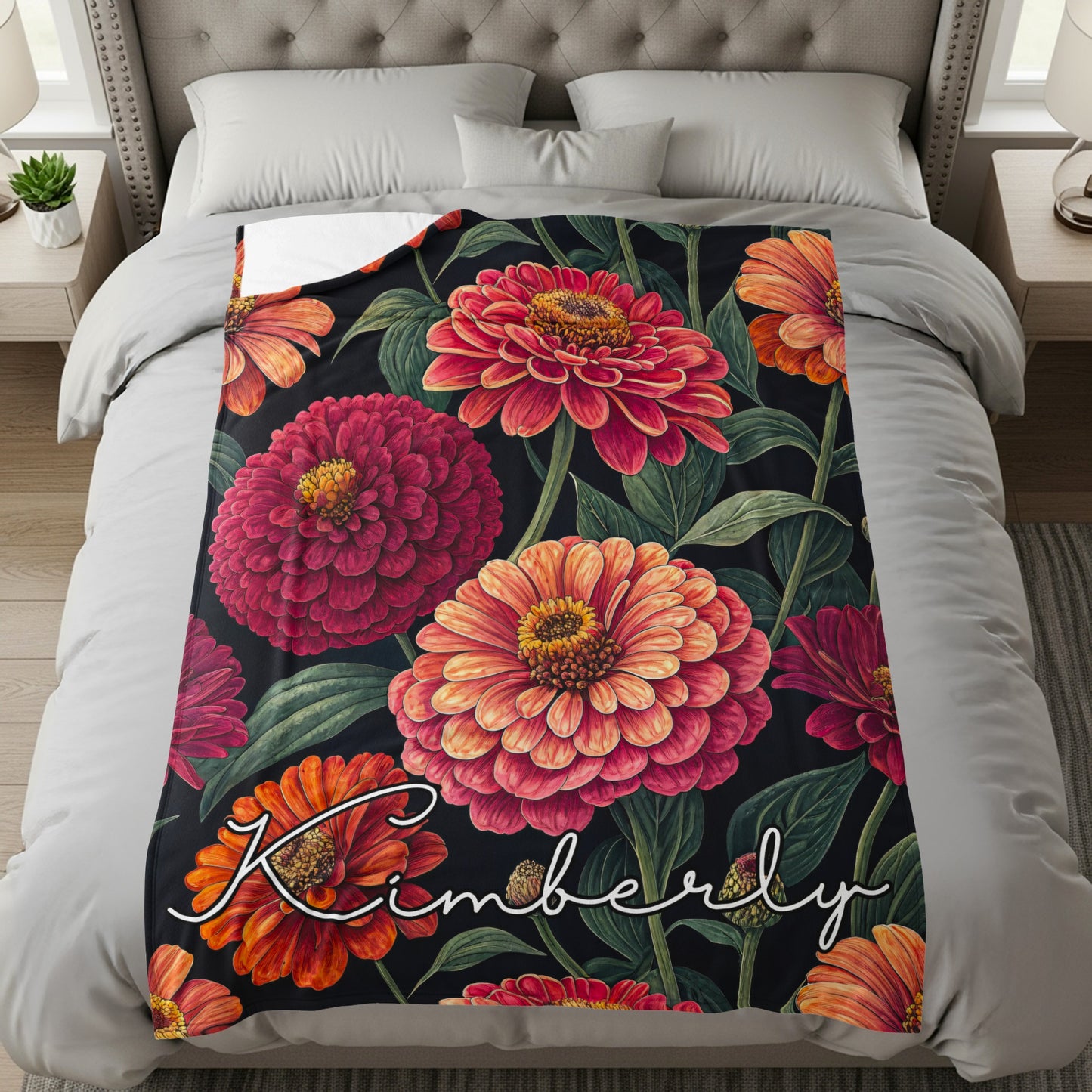 Dark Floral Custom Name with Vibrant Blooms Pattern - Walk Greener