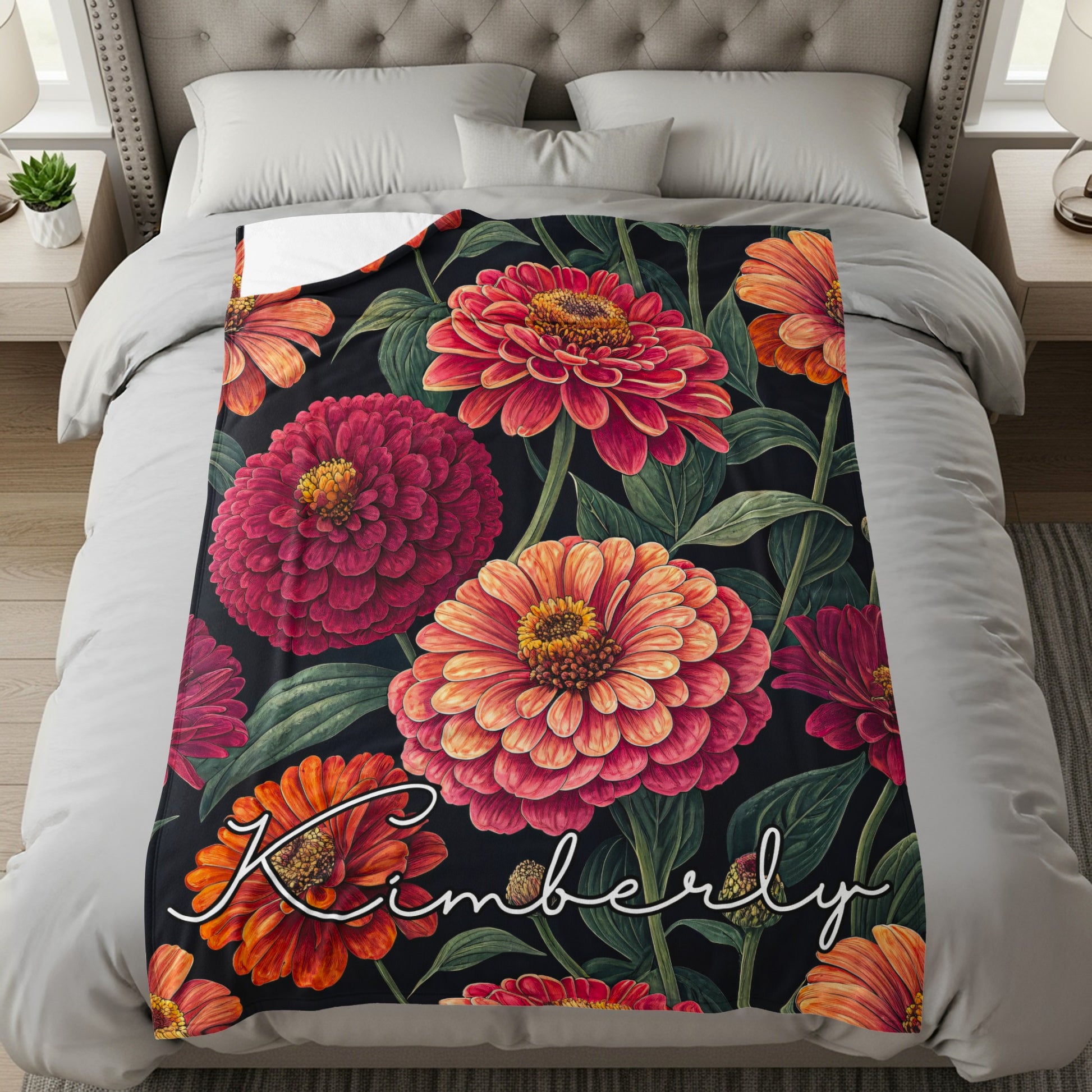 Dark Floral Custom Name with Vibrant Blooms Pattern - Walk Greener