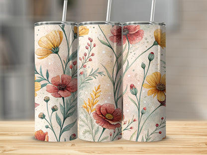 Floral Bliss Watercolor Artistry Design 20 oz Skinny Tumbler - Walk Greener