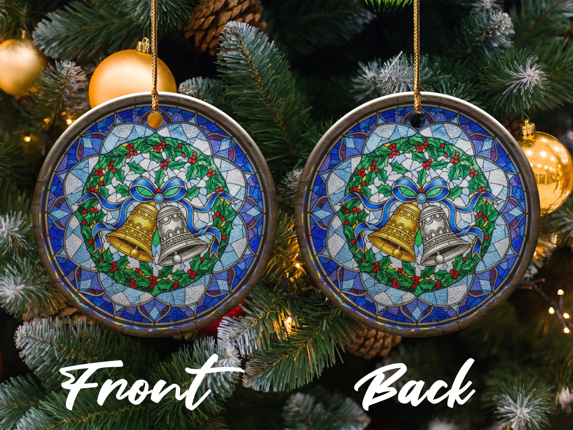 Festive Stained Glass Holiday Ornament Christmas product type