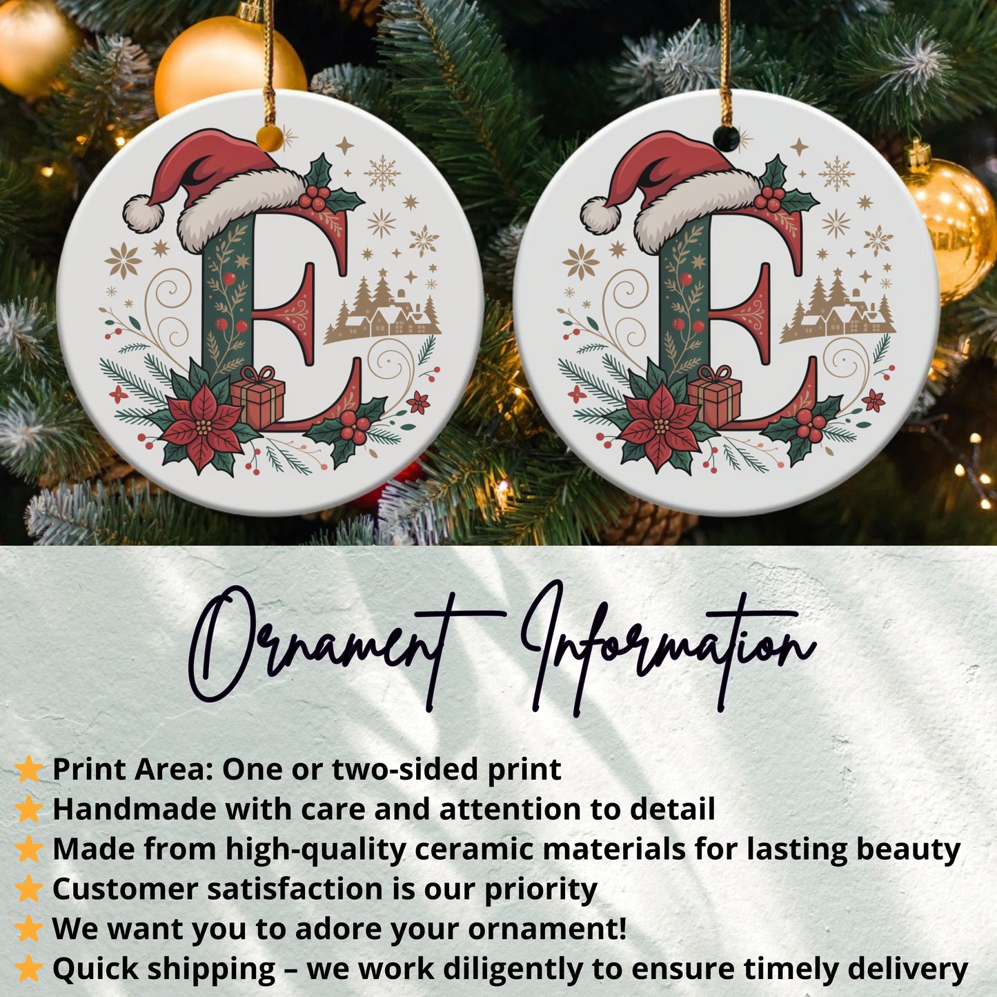 Festive Christmas Alphabet Ornament Perfect Holiday product