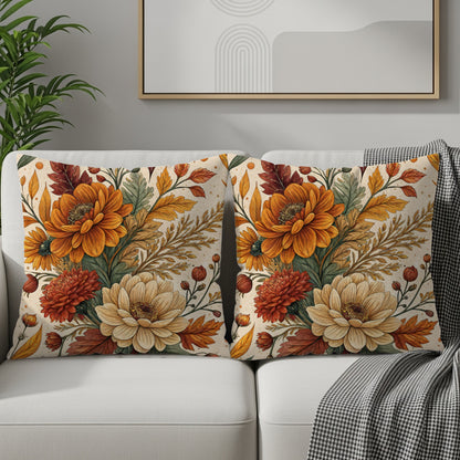 Elegant Floral Patterned Cushion Covers Set of Two