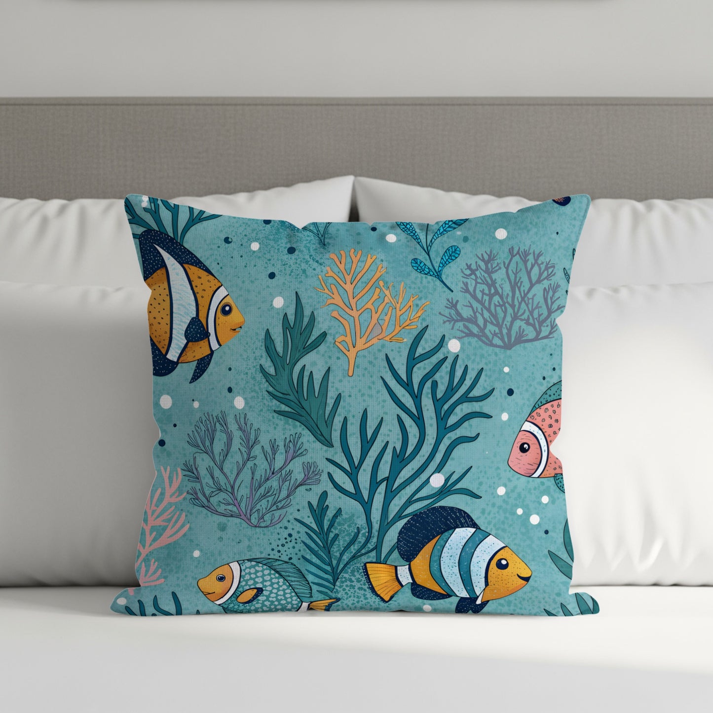 Colorful Underwater Fish Print Cushion Pillow product