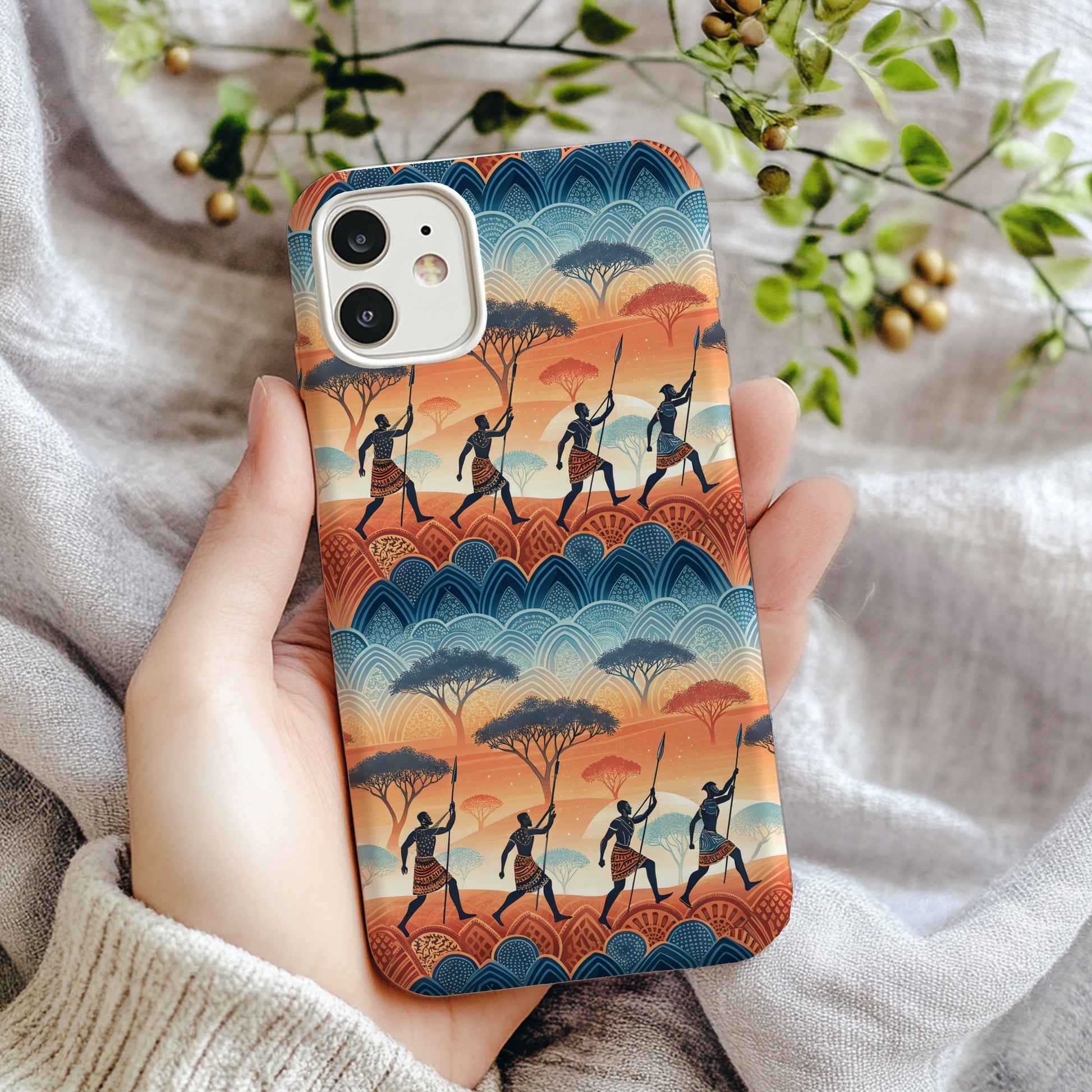 African Savannah Silhouette With Custom Name Phone Case - Walk Greener