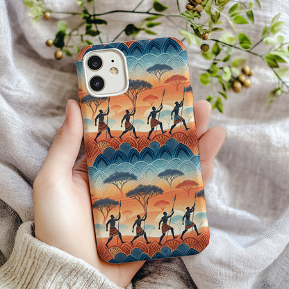 African Savannah Silhouette With Custom Name Phone Case - Walk Greener