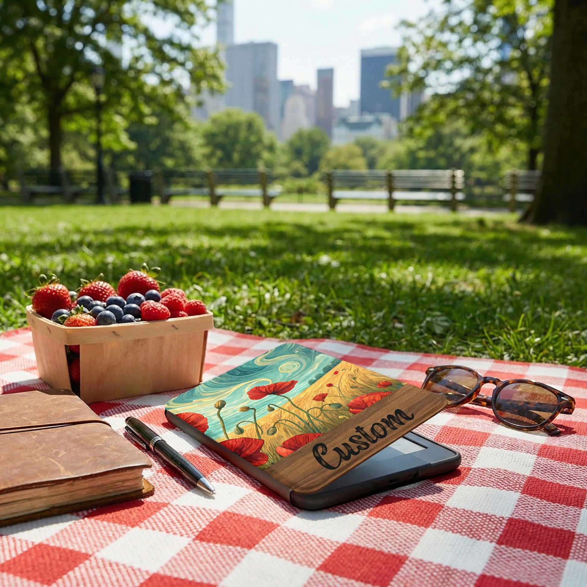 Custom Artistic Tablet Case with Scenic Field Design