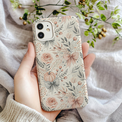 Floral Pumpkin Bow Autumn Pattern Phone Case